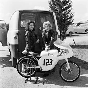 Motorbike Collection: Beryl Swain and Ceri Dundas-Slater motorcycle road racers competing in the 50cc