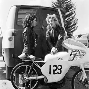 Beryl Swain and Ceri Dundas-Slater motorcycle road racers competing in the 50cc