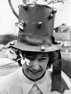 Bonnets Prints: Betty Wyatt wearing Easter Bonnet, 20th April 1976