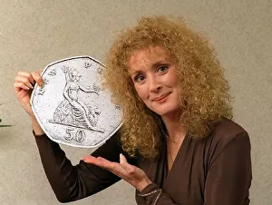 Beverley Callard May 1998 Coronation Street actress holding a very large
