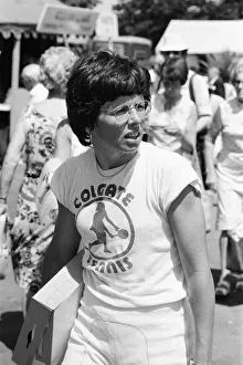 Billie Jean King arrives at Wimbledon Tennis Championships, Thursday 24th June 1976