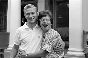 01113 Prints: Billie Jean King and her husband Larry before they leave for Wales where Billie Jean