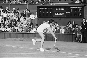 Billie Jean King (USA) vs Britains Winnie Shaw during there Centre Court Women