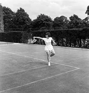 01240 Prints: Billie Jean Moffitt USA (later King) pictured at Wimbledon practising for Friday