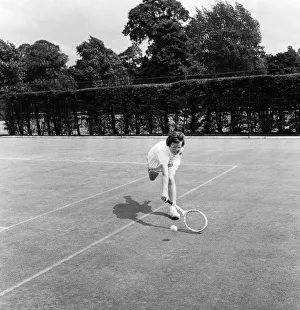 Billie Jean Moffitt USA (later King) pictured at Wimbledon practising for Friday
