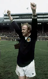 Arms Raised Prints: Billy Bremner of Scotland celebrates a two nil victory over England at Hampden Park