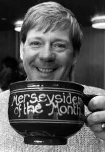 01238 Prints: Billy Butler raises a smile and a cup of tea for the Merseyside of the Month competition
