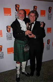 Kilts Prints: Billy Connnolly Comedian / Actor April 98 With actor Sean Connery and his BAFTA award