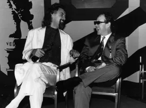 Billy Connolly comedian with singer Elton John April 1986 A&copy;mirrorpix