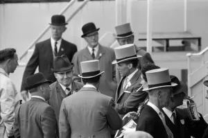 Billy Fury, pictured before the race, amongst other racegoers on Derby Day at the Epsom