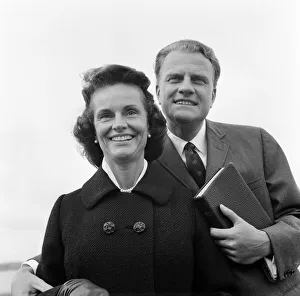 Religious Prints: Billy Graham and his wife Ruth pictured on the Queen Mary at Southampton. 24th May 1966