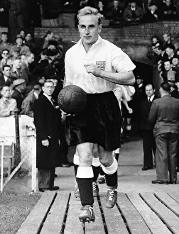 Billy Wright Football leads England team on to the field 1950