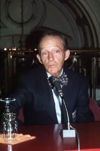 Bing Crosby Actor and Singer speaking in London in September 1977