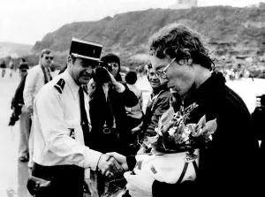 Records Prints: Birdman Bryan Allen flew into the record books by cycling across the English Channel