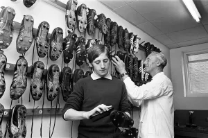 Birmingham City ground staff Graham Plank busy boot cleaning