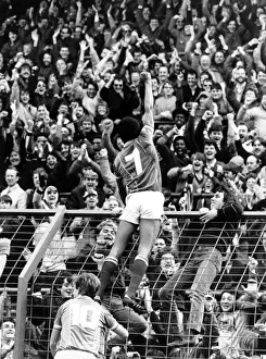 Celebrating Prints: Birmingham Citys Howard Gayle climbs the fence to salute the fans after scoring
