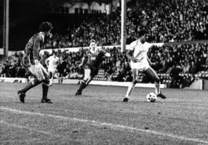 Birmingham Citys Howard Gayle, with Liverpools Mark Lawrenson