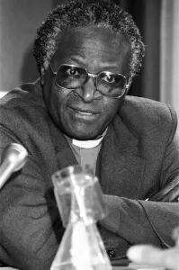 Bishop Prints: Bishop Desmond Tutu at Kings College during a press conference