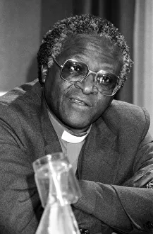 Bishop Desmond Tutu at Kings College during a press conference