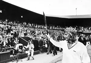 Racket Prints: Bjorn Borg Tennis Player Waves To The Crowd on Wimbledons Centre Court