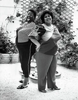 Facial Expressions Prints: The Black American Duo The Weather Girls'- Izora (wearing glasses) and Martha
