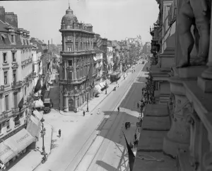 00118 Prints: Black flags seen flying from all most every building in Brussels believe to be flown