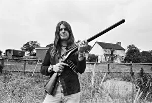 Images Dated 21st December 2016: Black Sabbath lead singer Ozzy Osbourne out with his shotgun at his Staffordshire home