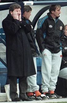 Dugout Prints: Blackburn manager Roy Hodgson looking tired as he watches his team lose to Bolton