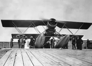 A Blackburn Shark seaplane bound for the Portuguese Airforce seen here on the slipway of