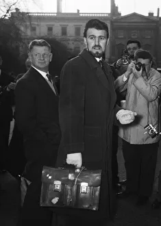 00236 Prints: Blackburns goalie Jimmy Hill arriving at a football strike meeting at the Ministry