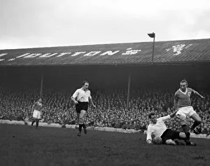 00326 Prints: Blackpool 6 v. Fulham 2. Stanley Matthews jumps over Roy Bentley of Fulham