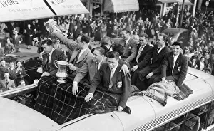Parades Prints: Blackpool arrive home with FA Cup. Coach passes along the promenade by the tower