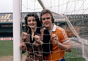 Blackpool footballer Brian Wilson and his fiancee Anne Nolan of the Nolan sisters pose