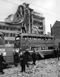 Blast damage at Falk Stadelman, Hatton Garden and Farringdon Street