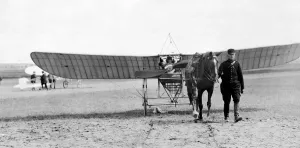 Early Prints: The Bleriot XI monoplane. belonging to French aviator Louis Bleriot in which he made his