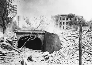 Blocked train tunnel near Viterbo after air attack during Second World War