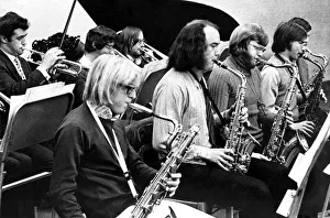 00117 Prints: Blowing up a storm - the College Big Band in action in December 1971