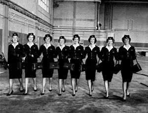 BOAC Air Stewardesses line up wearing their uniforms January 1963 P004606