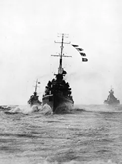 Destroyers Prints: On board the destroyer HMS Bedouin. HMS Victorious and HMS King George V along with