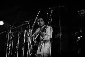 Bob Dylan performing at the Isle of Wight festival August 1969