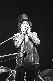 Bob Dylan seen here performing on stage at The Picnic concert at Blackbushe Aerodrome
