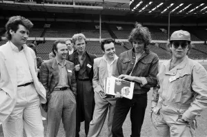 01073 Prints: Bob Geldof for the Band Aid Trust announces the most ambitious venture in the history of