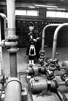 Bagpipes Prints: Bob Lambert of the 72nd Royal engineers Regiment of the Territorial Army practices