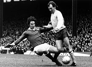Bob McNab Football Player Arsenal Jan 1974 is tackled by Martin Buchan during a
