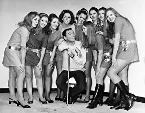 00126 Prints: Bob Monkhouse Comedian TV Presenter with the Knickette Girls who are to work in his new