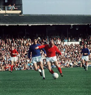 Bobby Charlton 1970 playing for Manchester United football v Ipswich September