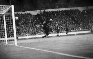 00242 Prints: Bobby Charlton England football player 1966 Scores goal against goalkeeper Ignacio