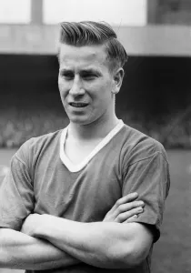 Arms Folded Prints: Bobby Charlton, footballer, pictured circa January 1958 He signed for Manchester