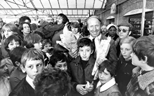 Bobby Charlton gave away hundreds of bunches of daffodils to youngsters for Mother