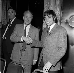 Sporting Legend Prints: Bobby Charlton and George Best 1968 Football Writers Assoc dinner where Best was awarded
